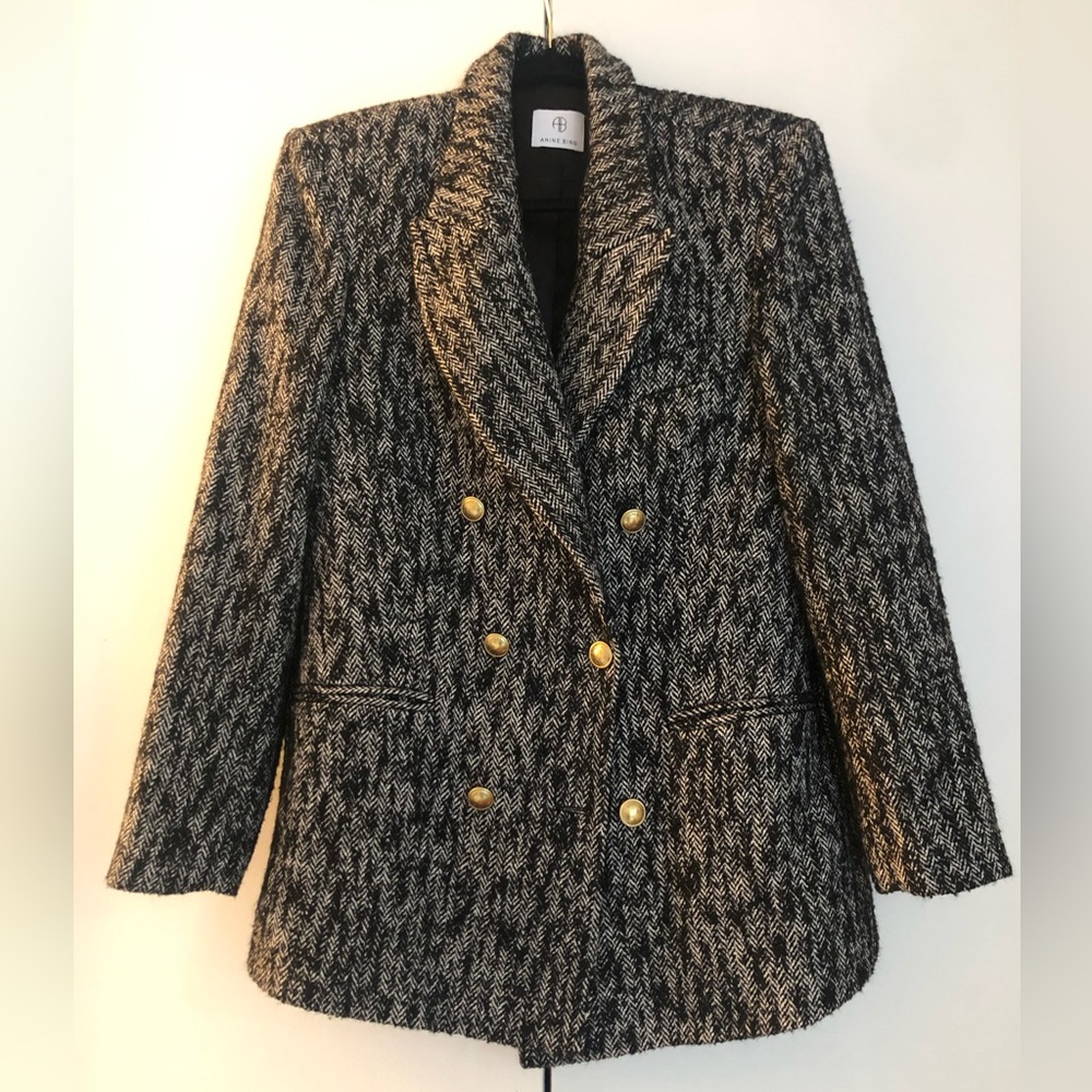 ANINE BING Dionne Herringbone Blazer